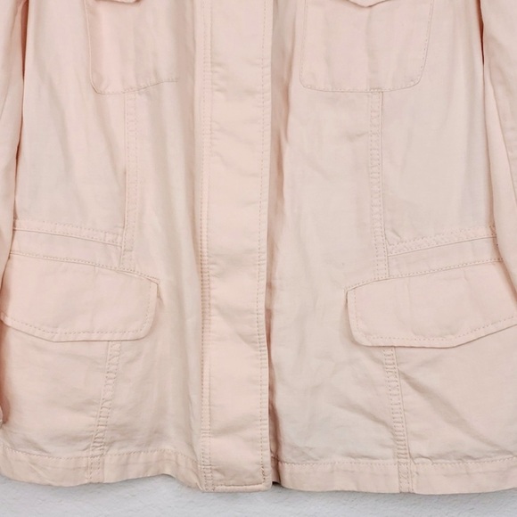 Talbots Utility Jacket Linen Blend Zip Front Pockets Light Pink Womens 16 - Picture 4 of 9